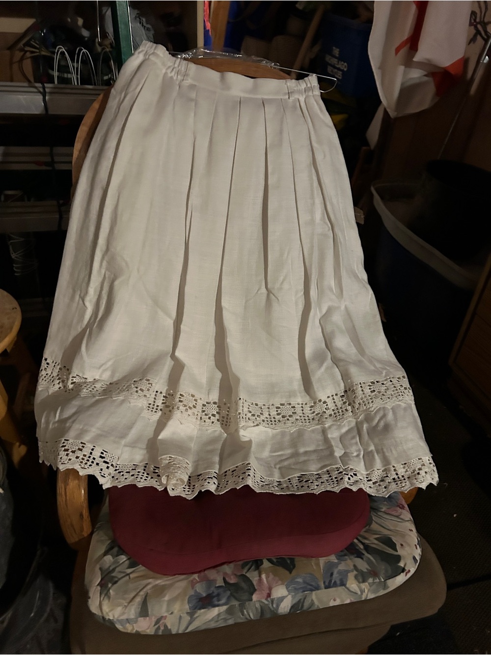 White Cotton Eyelet Midi Skirt - Classic Ladies' Skirt